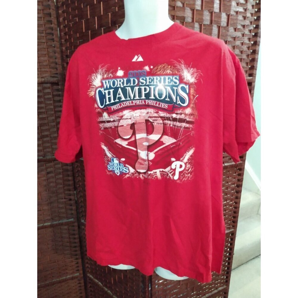 Philadelphia Phillies 2008 World Series Champions T Shirt Men's XL Double Sided
